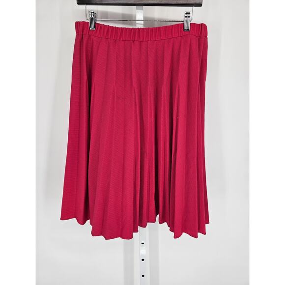 Ecco Petite Womens Sz XL Midi Length A Line Pleated Skirt Bright Pink - Picture 1 of 4